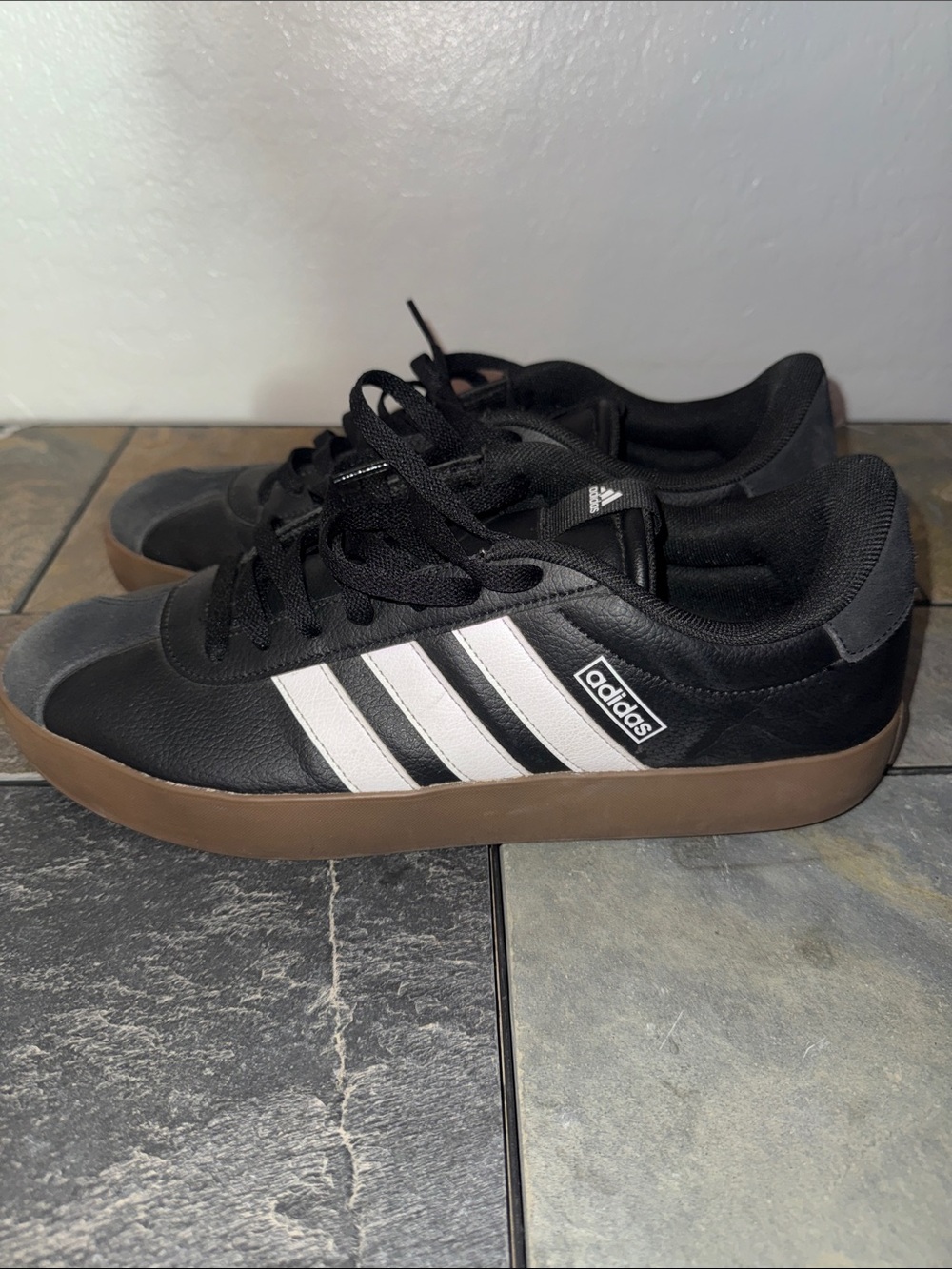 adidas Men’s Black & White Sneakers with Brown Gum Sole
